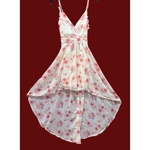 Rue 21 - Women's Summer Sleeveless High Low Hem Ruffle - Floral Dress - Pink -XS